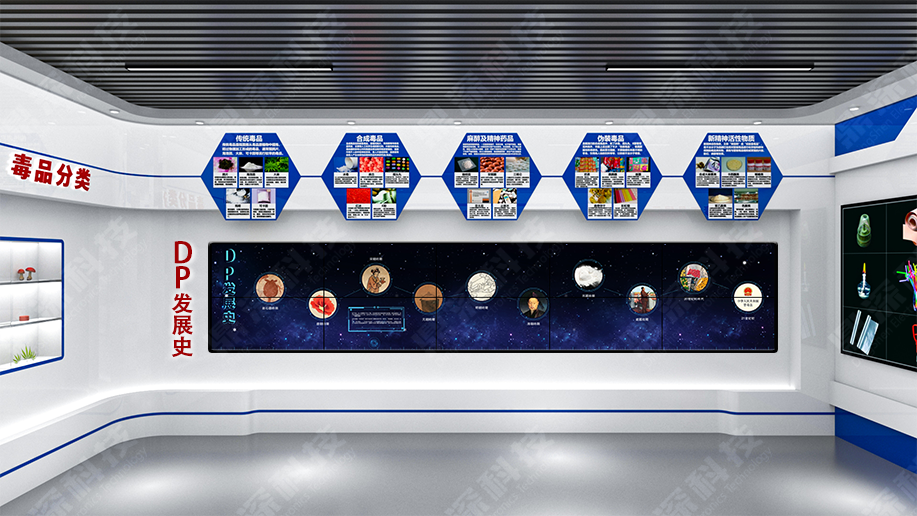 中国禁毒史大屏互动软件_多媒体禁毒设备_毒品发展史展示系统