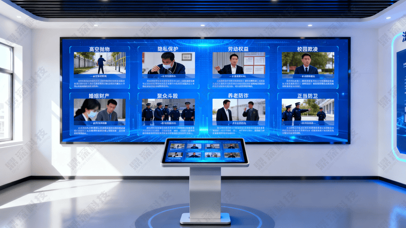 以案说法双屏联动系统-法治展厅飞屏互动系统-普法教育互动设备